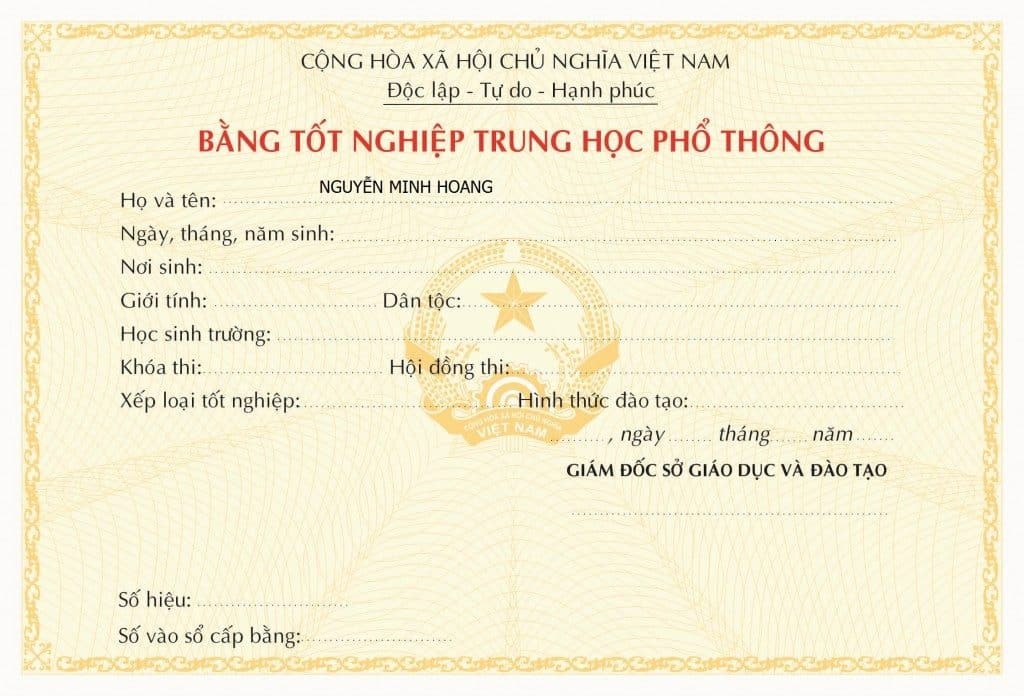 Bảng giá làm bằng cấp 3 tại Ninh Bình